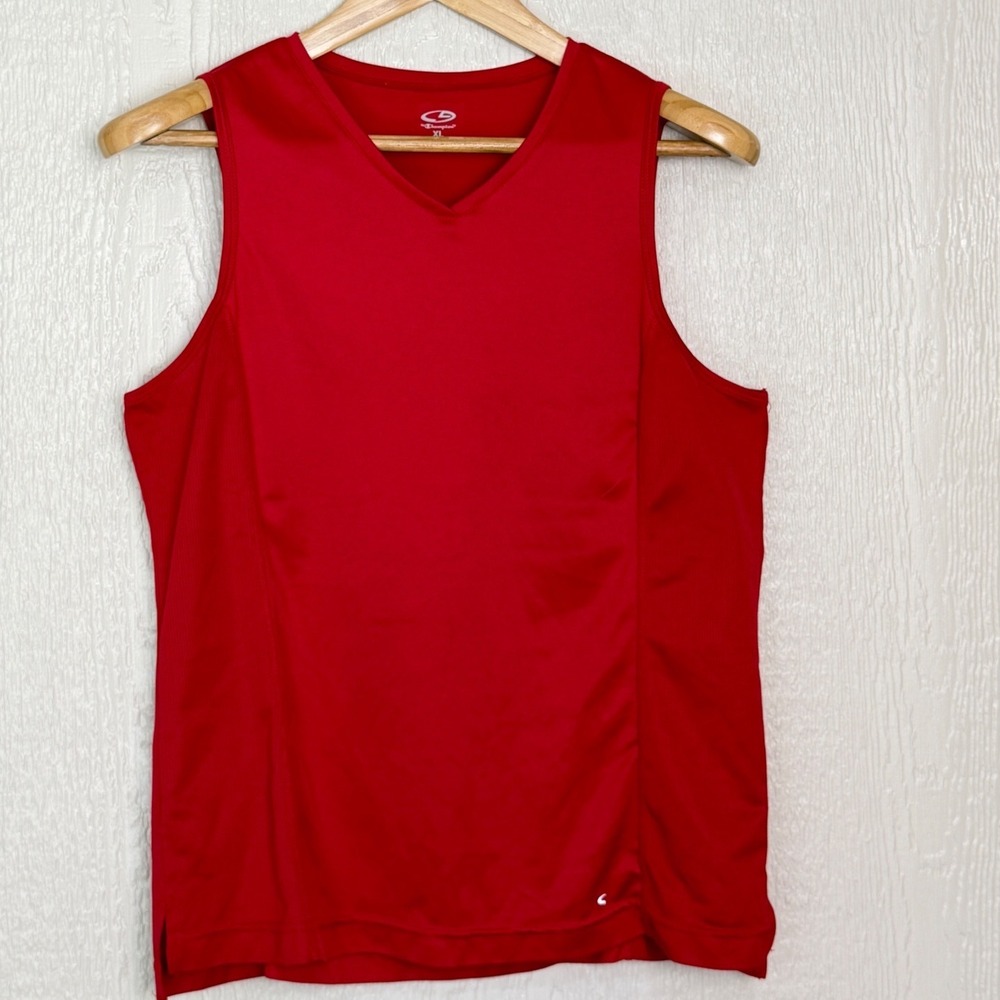 C9 by Champion Mens Red V-Neck Active Tank Top Sleeveless Shirt XL Great Cond.